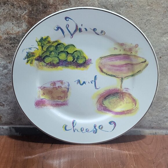 Rosanna Studio Champagne Wine and Cheese 8” Plates Luncheon Snack Set of 3 - Picture 4 of 11